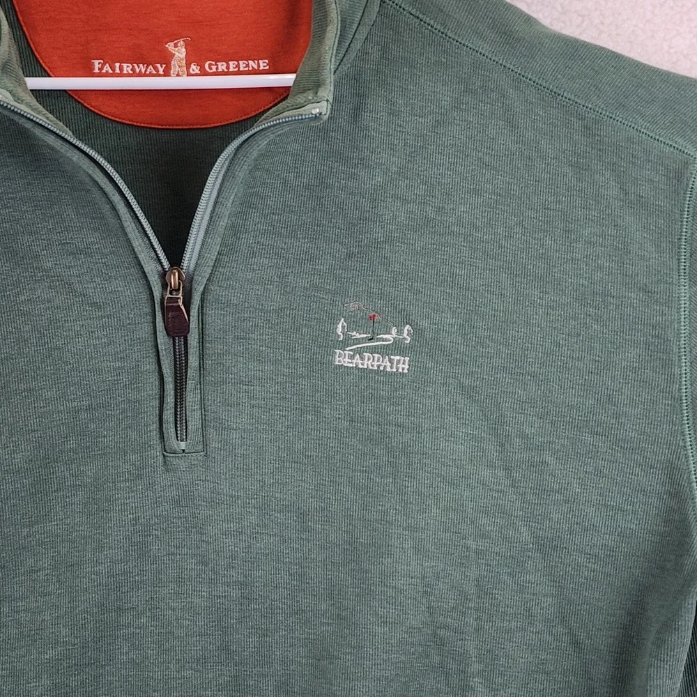Fairway & Greene Bearpath Quarter Zip‎ Pullover Mens XL Green Tencel Golfcore
